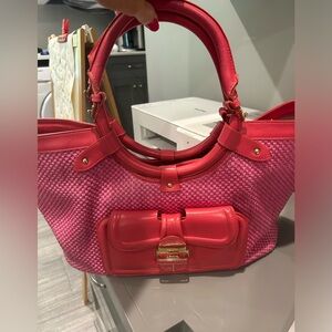 VGUC Jimmy Choo Raffia and Leather Shoulder Bag